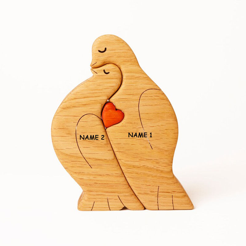 Personalized Wooden Couple Dove Custom Names Valentine's Day Gift