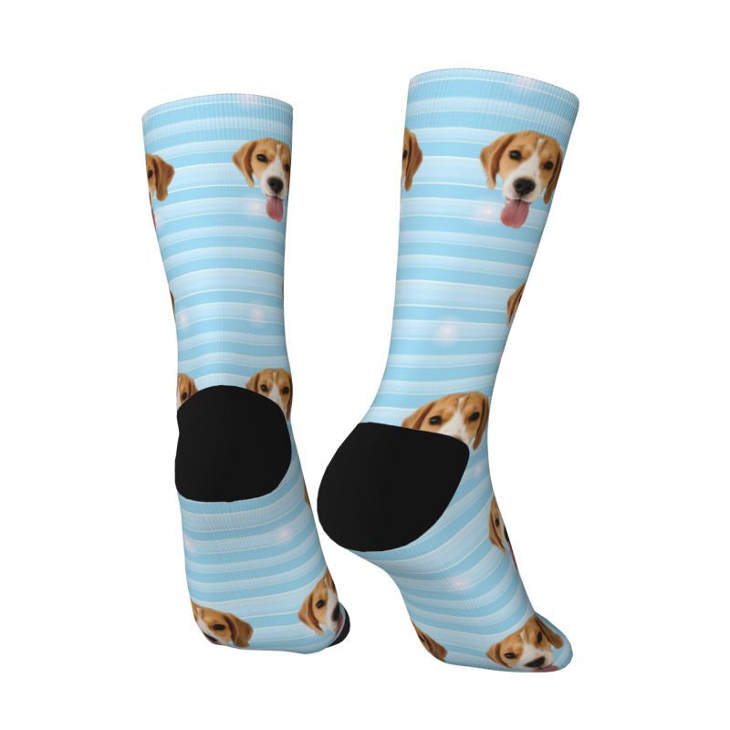 Personalisierte Socken mit gestreiftem Gesicht und Haustierfotos Tolles Geschenk für Haustierliebhaber