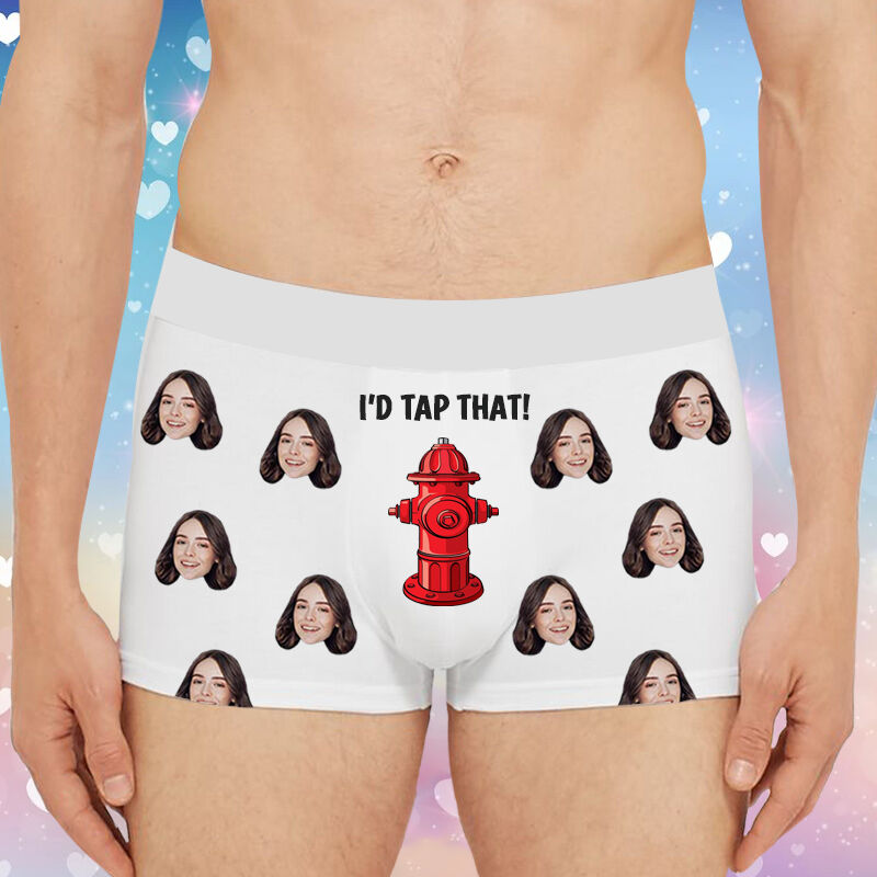 Personalized Photo Men's Underwear Boxer Briefs with Fire Hydrant Pattern Stylish Gift for Valentine's Day