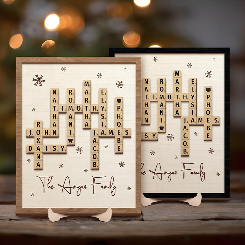 Personalized Frame Scrabble Sign Custom Family Names Puzzle Design Attractive Gift for Her Loved One