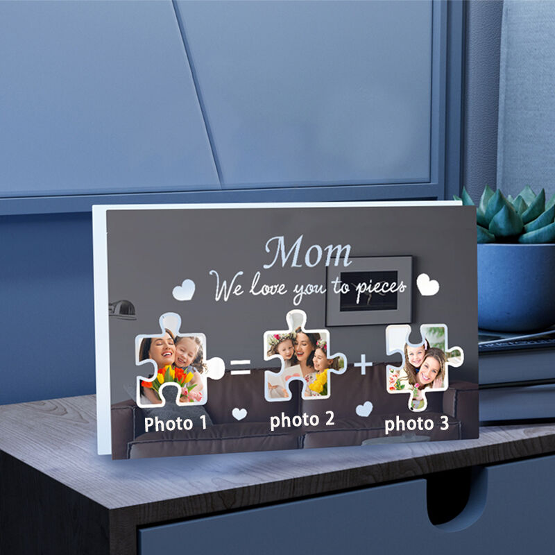 Personalisierte Spiegel Licht Individuelles Puzzle Foto Geschenk für Mutter