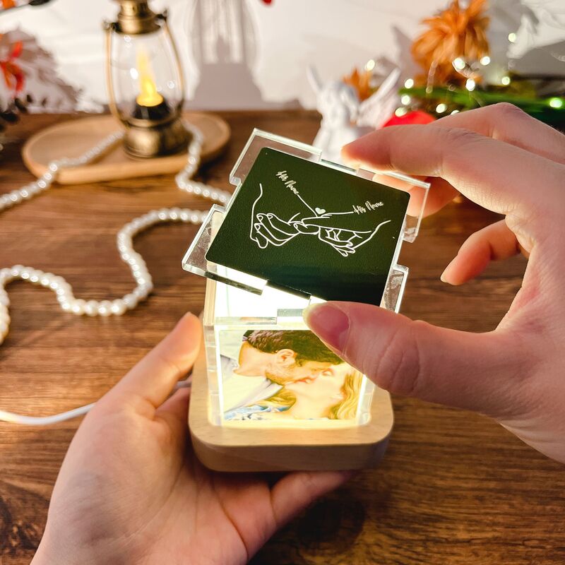 Personalisierte Foto-Acryl-Würfel-Lampe mit individuellem Namen Besonderes Geschenk für Ihren Liebsten