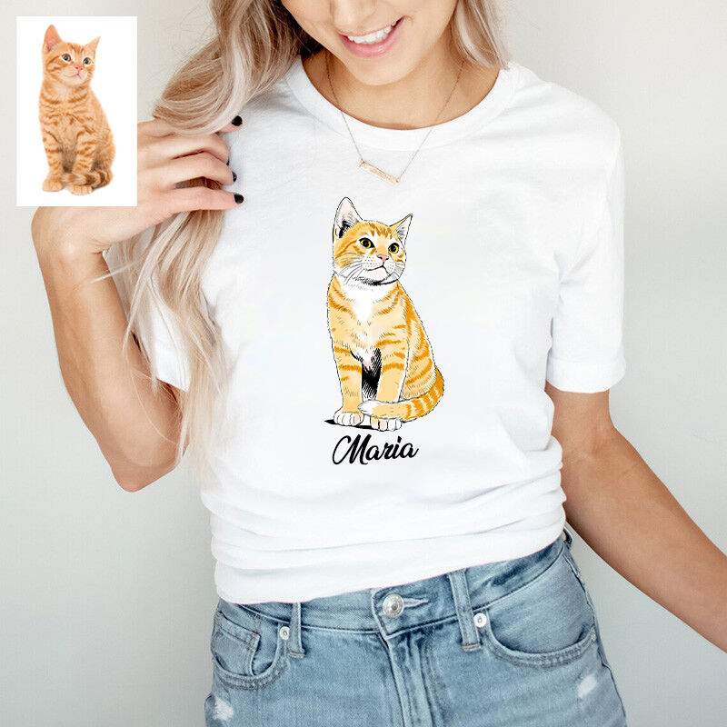 Personalized T-shirt Custom Pet Photo American Comic Style Design Perfect Gift for Pet Lovers
