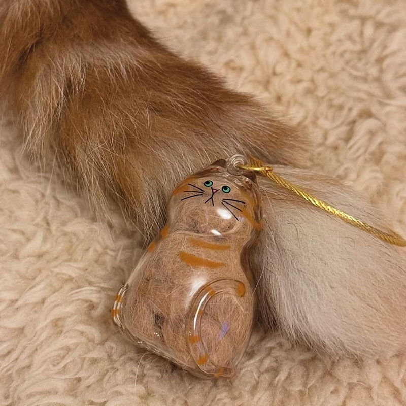 キーホルダー 猫 遺毛 抜け毛 収納 透明ボトル メモリアルグッズ