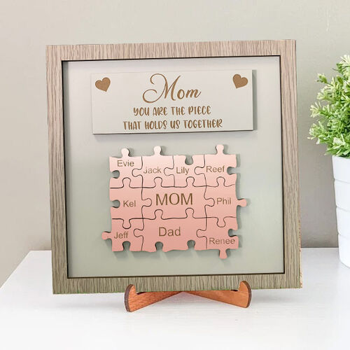 Personalisierte Rose Gold Name Puzzle-Rahmen "Du bist das Stück, das uns zusammenhält" Geschenk zum Muttertag