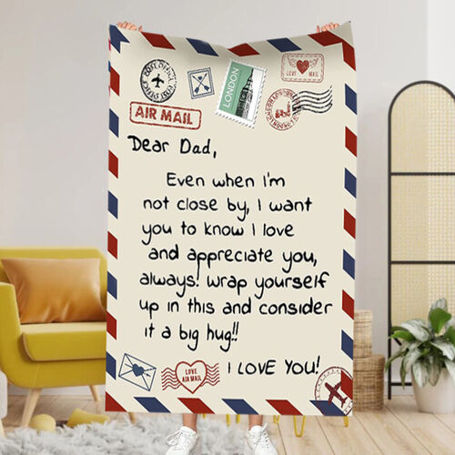 Personalisierte Decke mit Liebesbriefen Liebevolles Geschenk für Papa "Ich weiß dich zu schätzen"