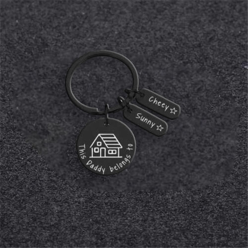 Custom Name Keychain with House Pattern Stylish Present for Dad
