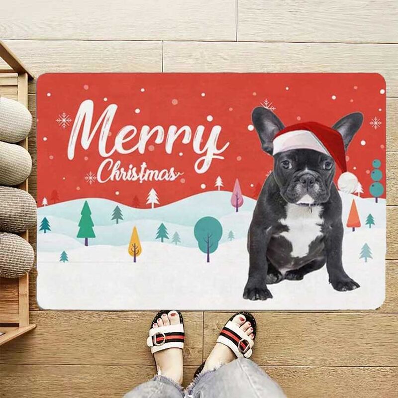 Custom Christmas Floor Mat with Pet Photo Face