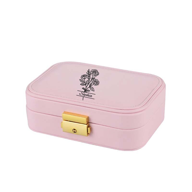 Personalized Jewelry Box With Birthday Flowers and Lock
