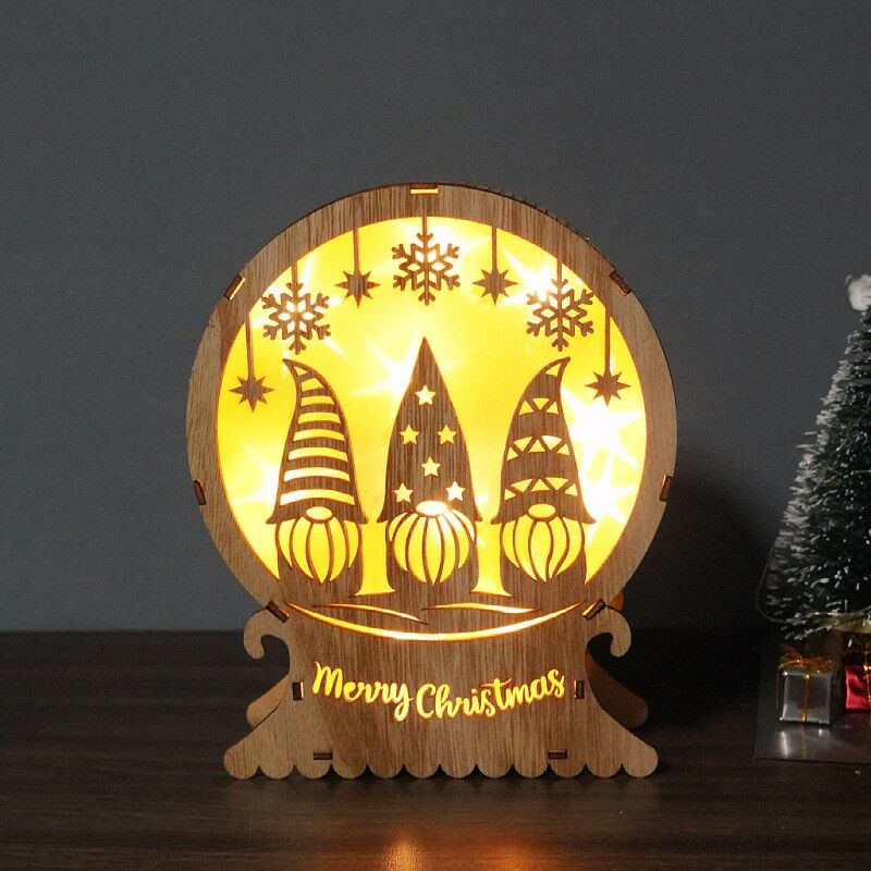 Beautiful 3D Wood Carving Decorative Light Creative Christmas Gift