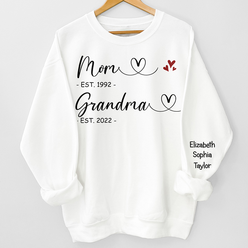 Felpa personalizzata Time To Be Mom and Grandma con nomi personalizzati Ottimo regalo per la festa della mamma