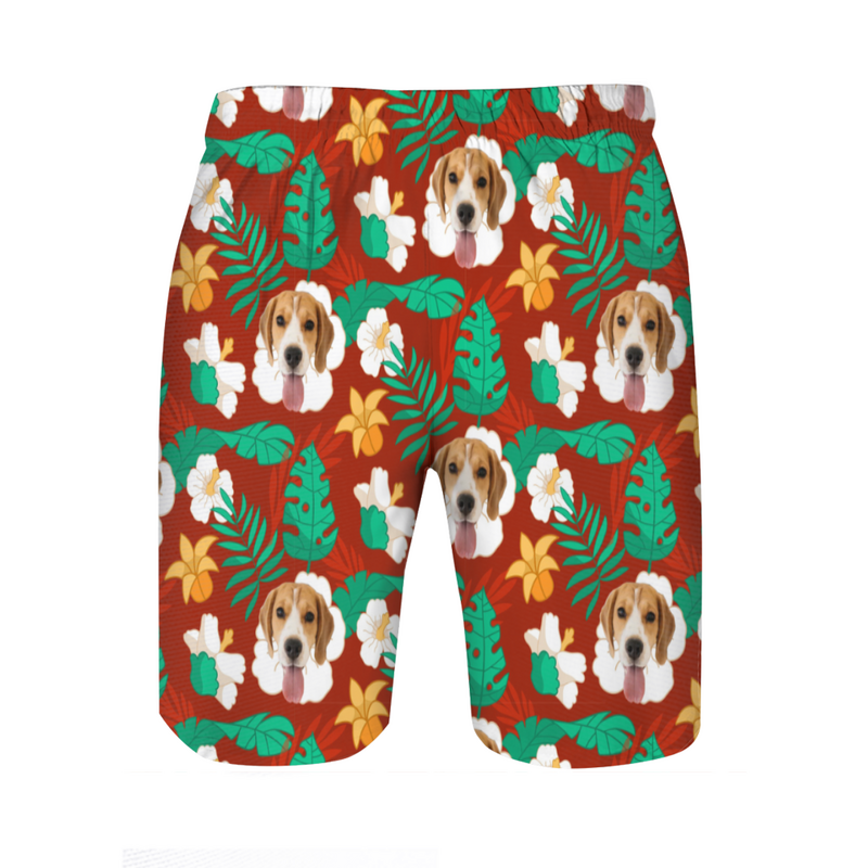 Shorts de plage personnalisé avec motif floral blanc Cadeau pour grand-père