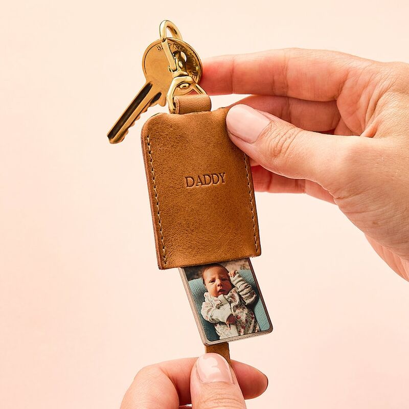Gepersonaliseerde leren sleutelhanger Aangepaste cadeau voor Kerstmis