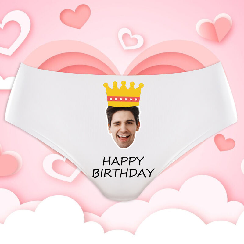 Personalized Photo Women's Underwear with Crown Pattern Funny Present for Birthday