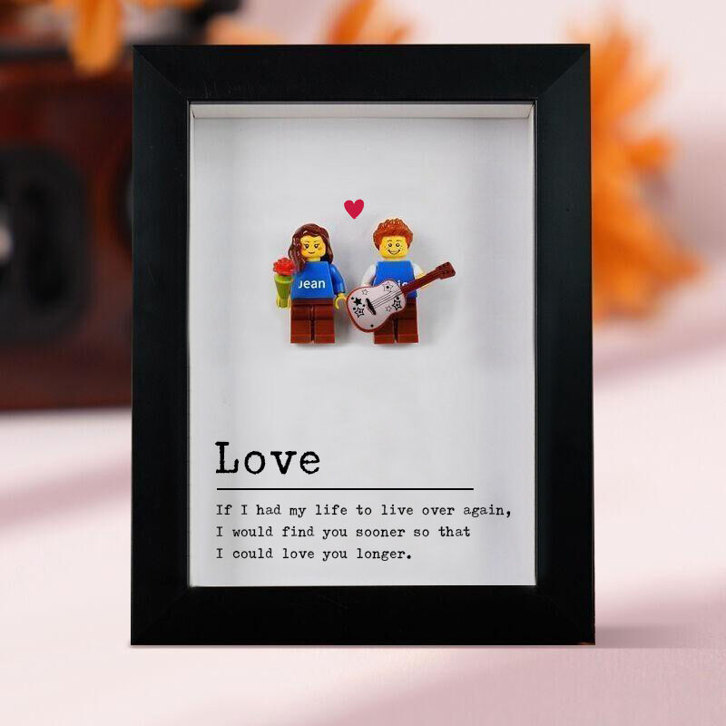 Personlig minifigur fotoram med anpassad text Alla hjärtans dag gåva