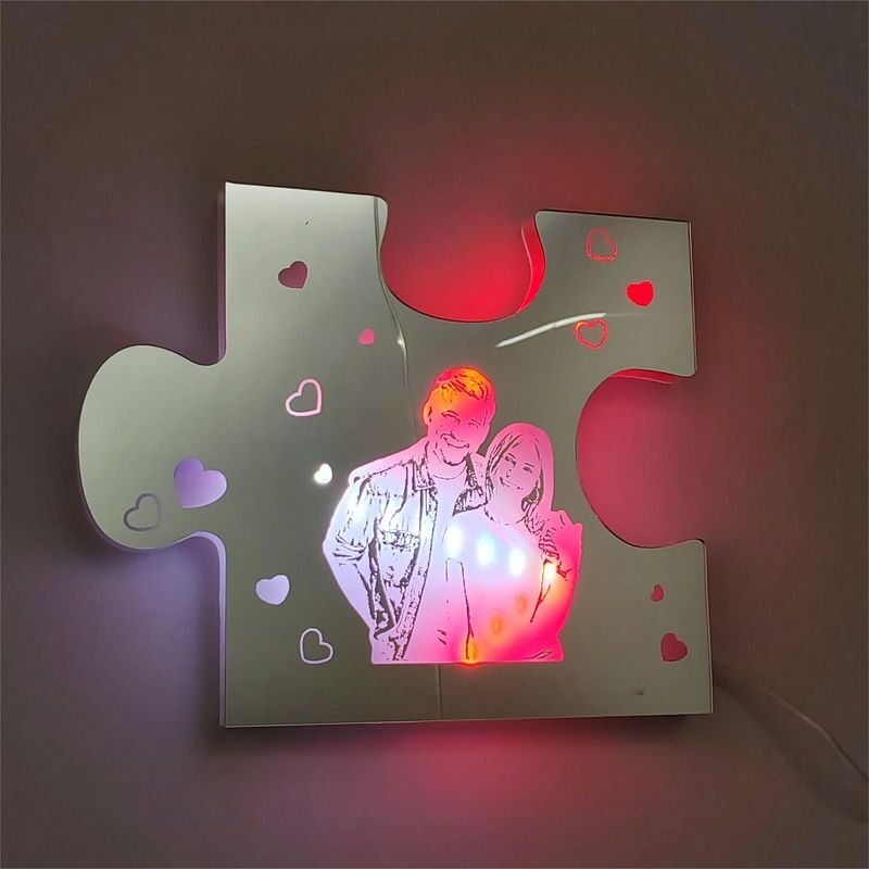 Personalisiertes Puzzle-Spiegel-Licht Individuelles Foto Romantisches Valentinstagsgeschenk