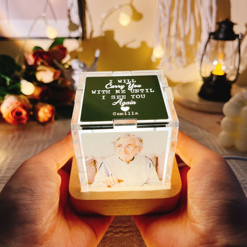 Personalized Photo Acrylic Cube Light with Custom Name Memorial Gift for Your Love