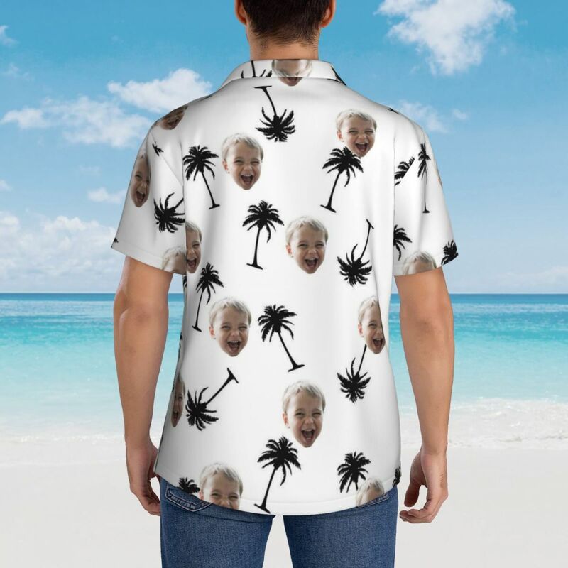 Personalized Hawaiian Shirt White Simple Short Sleeve Shirt Gift for Mom and Dad