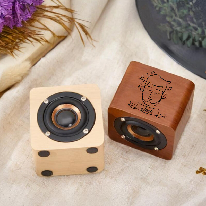 Personalized Wooden Bluetooth Speaker Custom Made with Name Cute Gift for Boyfriend