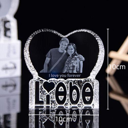 Cornice per foto personalizzata con incisione a forma di cuore in cristallo
