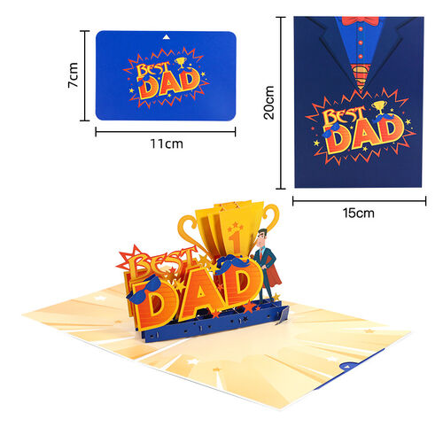 Carte Pop Up 3D Creuse "Meilleur Papa" pour la Fête des Pères