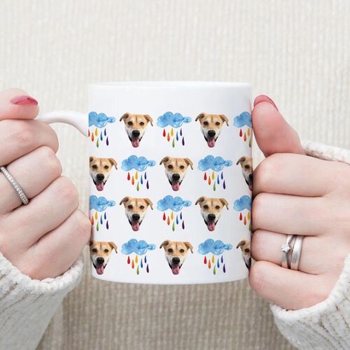 Custom Photo Mug with Cloud Pattern Great Present for Pet Lover