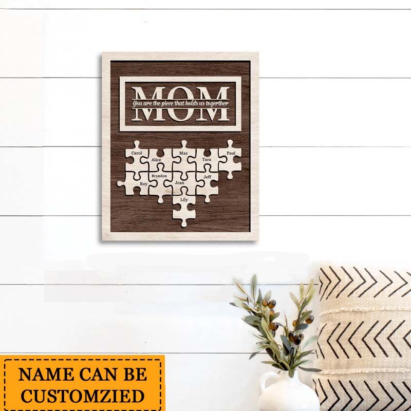 Personalized Handmade Wood Mom Puzzle Sign