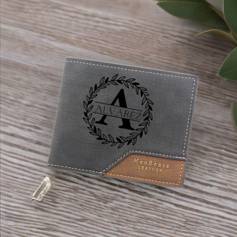 Personalized Men's Wallet Custom Name and Initial for Best Dad