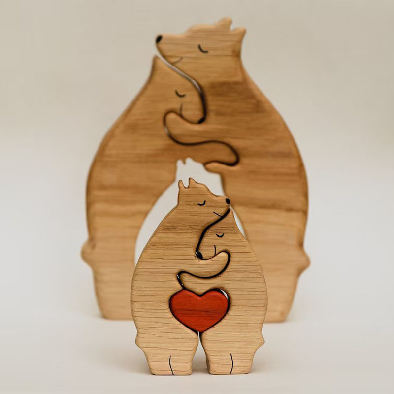 Personalized Custom Names Warm Bear Family Wooden Puzzle Funny Gift