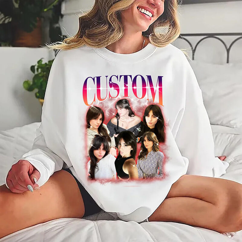 Personalized Sweatshirt with Custom Photos Retro Style Vintage Design for Loved One