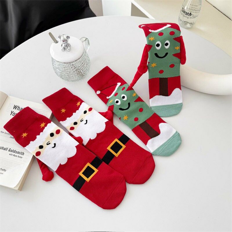 Cute Holding Hands Magnetic Socks with Creative Pattern Beautiful Christmas Gift