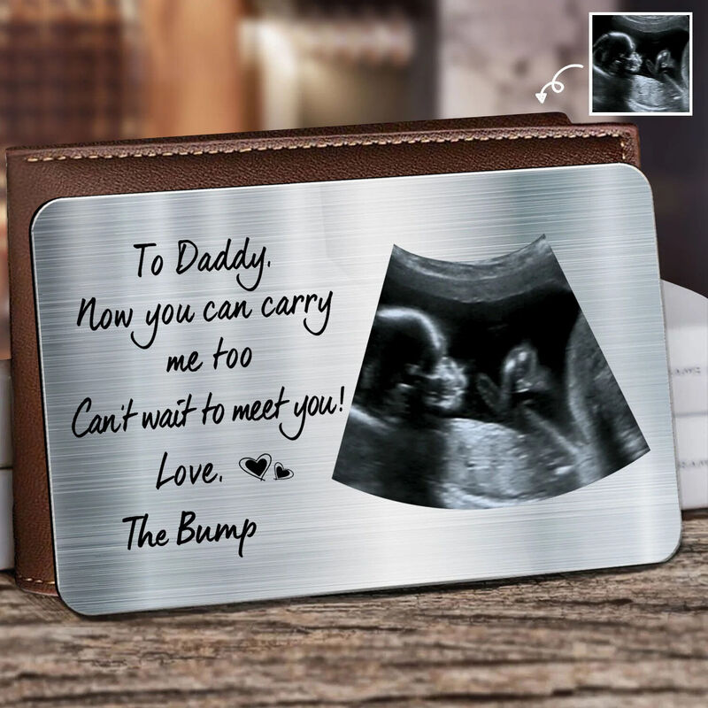 Personalized Aluminum Wallet Card Customized Newborn Photos For Dad