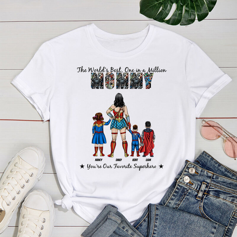 Gepersonaliseerd T-shirt The World's Best One In A Million met optionele held Geweldig Moederdagcadeau