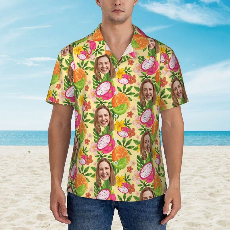 Camisa Hawaiana Personalizada con Estampado de Frutas Unisex para Hombre