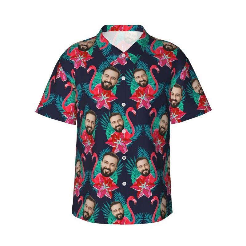 Benutzerdefinierte Hawaii-Hemden Bunte Flamingo Aloha Beach Shirt für Männer