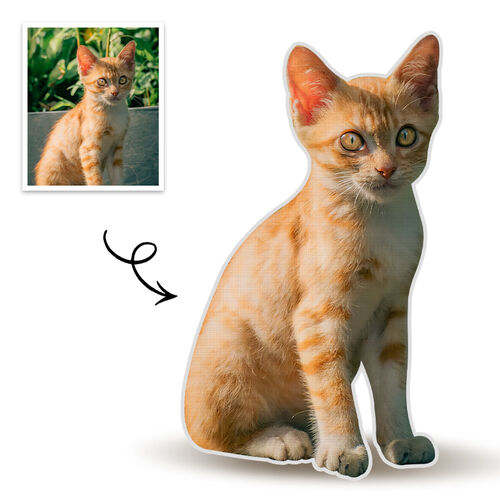 Almohada personalizada con foto de mascota en 3D de cara gato