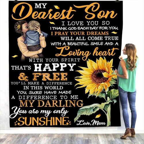 Personalized Love Letter Blanket to Dearest Son from Mom