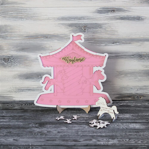 Personalized Carousel Wooden Acrylic Custom Name Guest Book