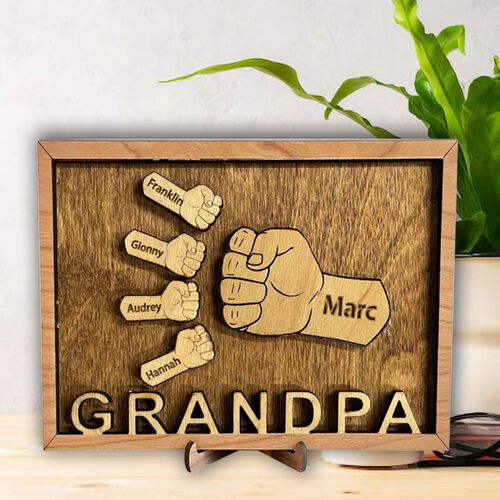 Personalized Name Puzzle Frame with Fist Bump Custom Name for Super Dad