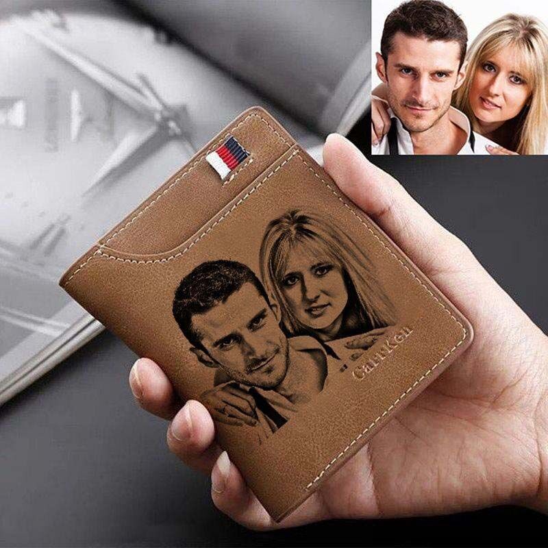 Vertical Wallet For Men In Personalized Photo Retro Leather