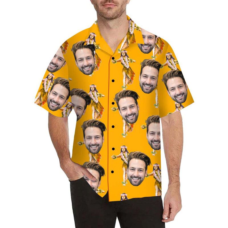 Custom Face Dancing Primitive Men's All Over Print Hawaiian Shirt