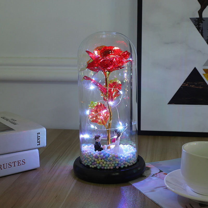 Galaxy Rose Glas Lampenschirm Konservierte Blume Rose Vorschlag Nachtlicht Geschenk