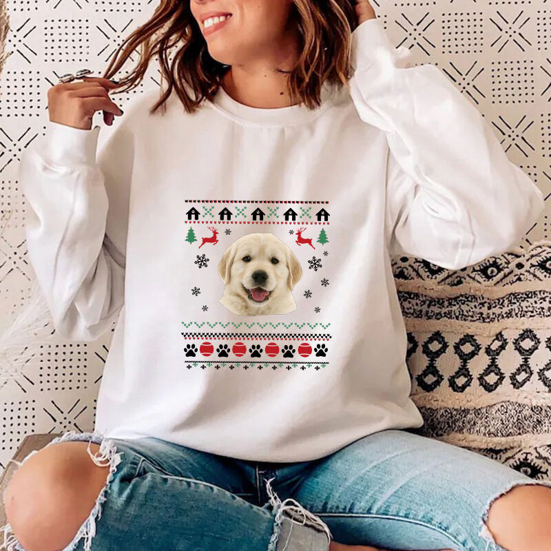 Personalized Sweatshirt with Custom Pet Picture Design Christmas Gift for Pet Loving Family