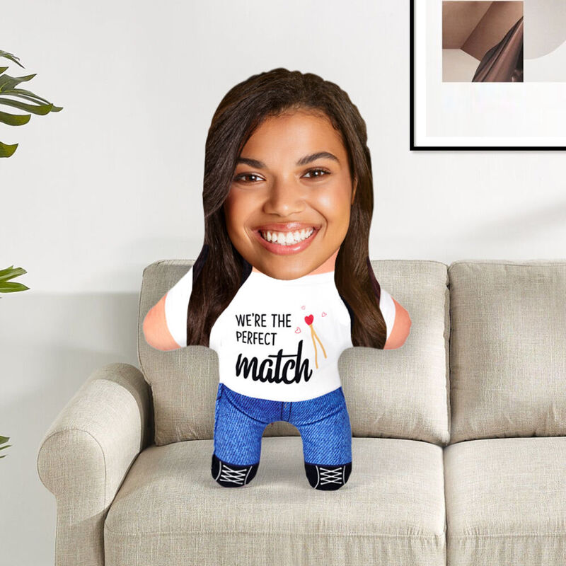 Niestandardowa poduszka ze zdjęciem "We're the Perfect Match" na Walentynki dla par