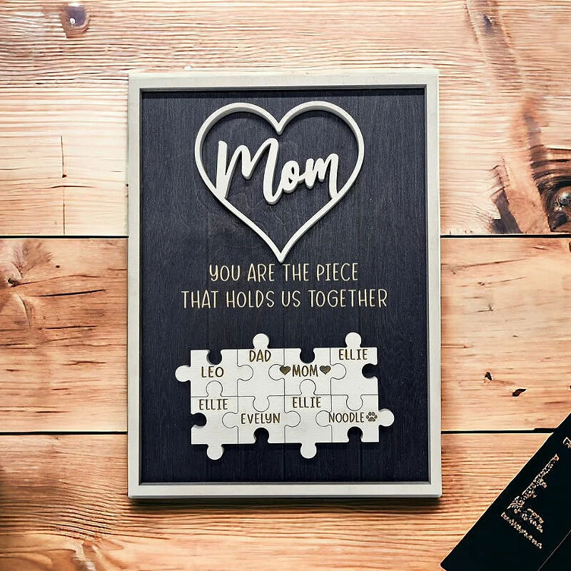 Personalized Name Puzzle Frame Mom You Are The Piece That Holds Us Together Retro Style Gift for Dear Mom