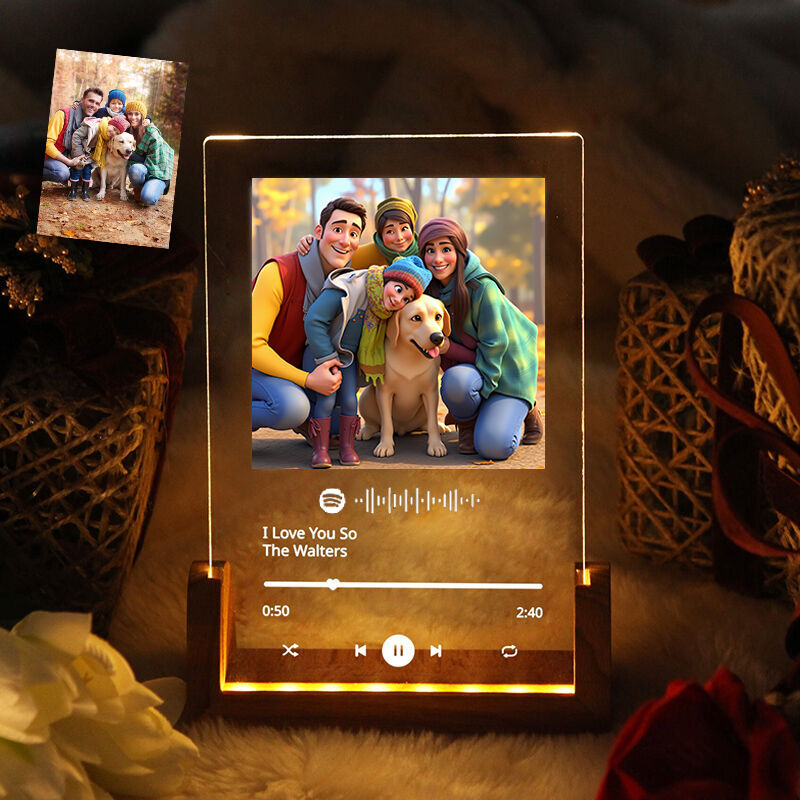 Personalized Picture Acrylic Lamp Cute Present for Dear Family
