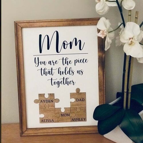 Personalized Mom Puzzle Sign Frame With Kids Names