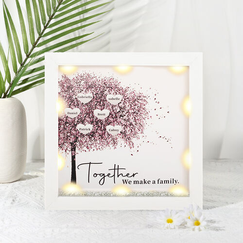 "Zusammen sind wir eine Familie" Personalisierter leuchtender Familienbaumrahmen