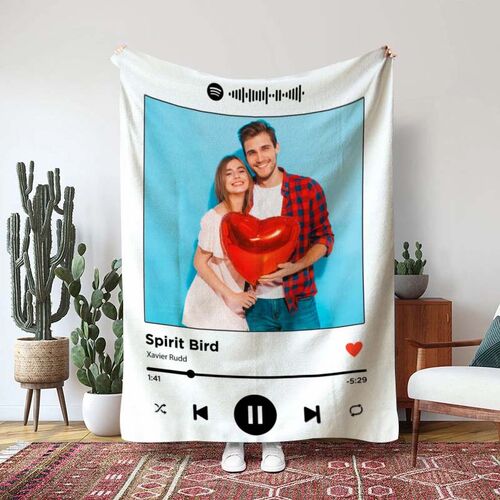 Custom Photo and Music Notes Blanket Heartwarming Gifts for Couples