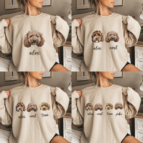 Personalized Sweatshirt with Custom Pet Headshot and Name for Pet Lover